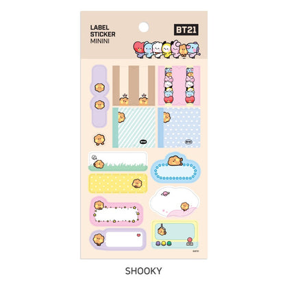 BT21 SHOOKY minini Label tarra-arkki